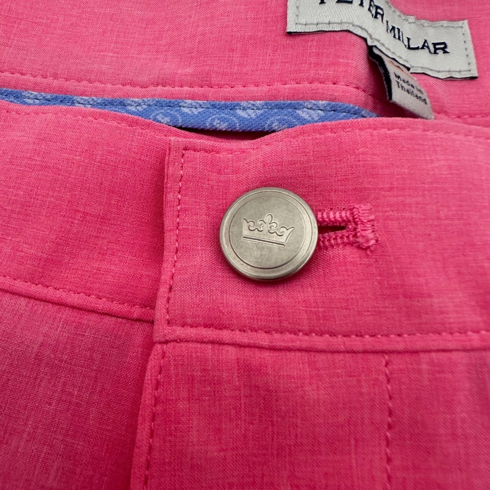 NEW Peter Millar Pepper Pink Performance Golf Shorts Flat Front Sz 36 Orig$100 - Picture 6 of 8
